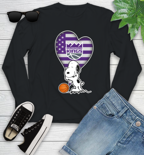 Sacramento Kings NBA Basketball The Peanuts Movie Adorable Snoopy Youth Long Sleeve 2