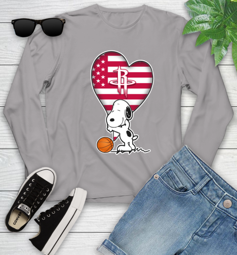Houston Rockets NBA Basketball The Peanuts Movie Adorable Snoopy Youth Long Sleeve 5