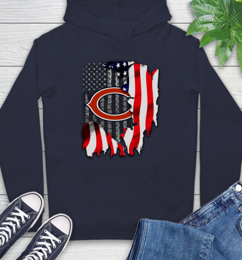 Chicago Bears NFL Football American Flag Hoodie - Image 4
