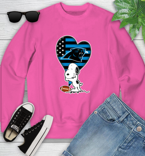 Carolina Panthers NFL Football The Peanuts Movie Adorable Snoopy Youth Sweatshirt 7