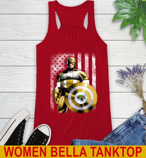 Jacksonville Jaguars NFL Football Captain America Marvel Avengers American Flag Shirt Racerback Tank 4