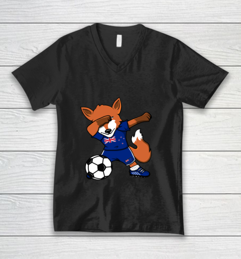 Dabbing Fox New Zealand Soccer Fans Jersey Football Lovers V-Neck T-Shirt