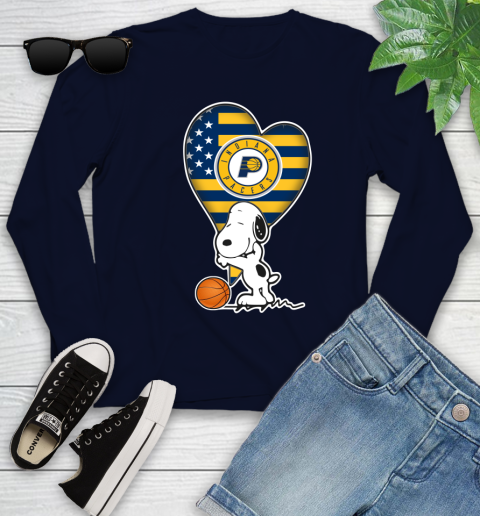 Indiana Pacers NBA Basketball The Peanuts Movie Adorable Snoopy Youth Long Sleeve 3