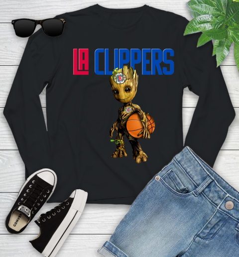 LA Clippers NBA Basketball Groot Marvel Guardians Of The Galaxy Youth Long Sleeve 2