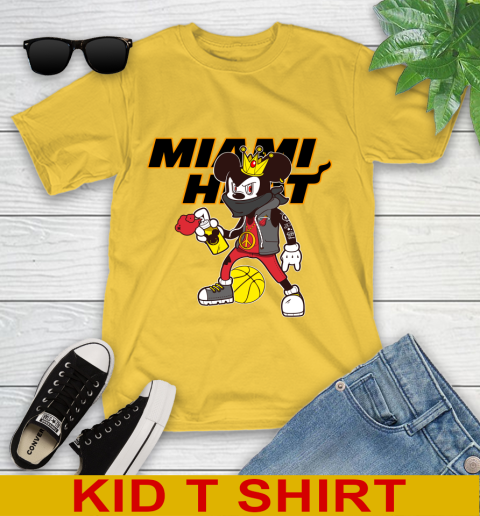 Miami Heat NBA Basketball Mickey Peace Sign Sports Youth T-Shirt 8