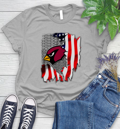 Arizona Cardinals NFL Football American Flag Women's T-Shirt 5