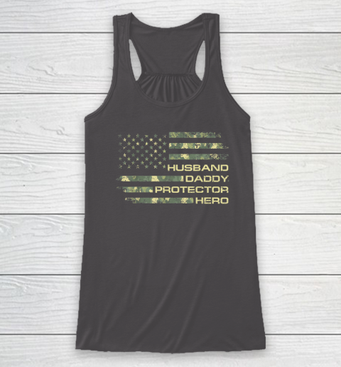 Husband Daddy Protector Hero Shirt Fathers Day American Flag Racerback Tank 6