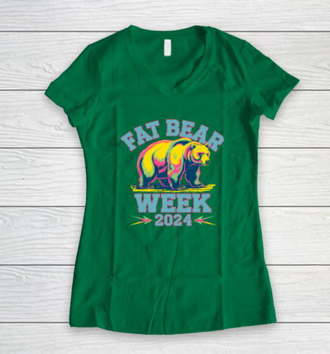 Fat Bear Week 2024 Grazer Animal Lover Alaska Katmai Nature Women's V-Neck T-Shirt 3