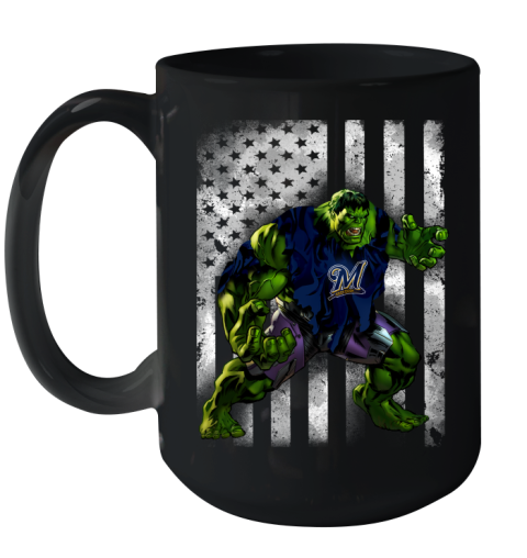Milwaukee Brewers Hulk Marvel Avengers MLB Baseball American Flag Ceramic Mug 15oz
