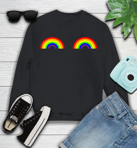 Nurse Shirt Vintage Rainbow Boobs Gay Shirt Boobies LGBT pride Boobs T Shirt Youth Sweatshirt