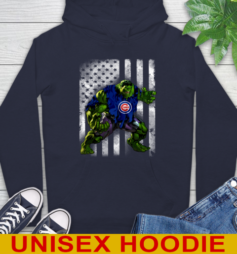 Chicago Cubs Hulk Marvel Avengers MLB Baseball American Flag Hoodie 3