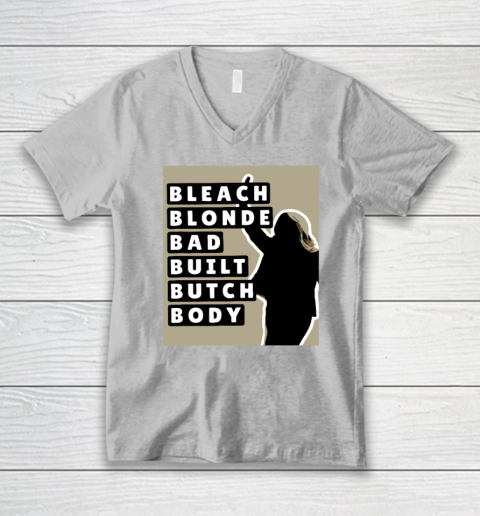 Bleach Blonde Bad Built Butch Body V-Neck T-Shirt 2