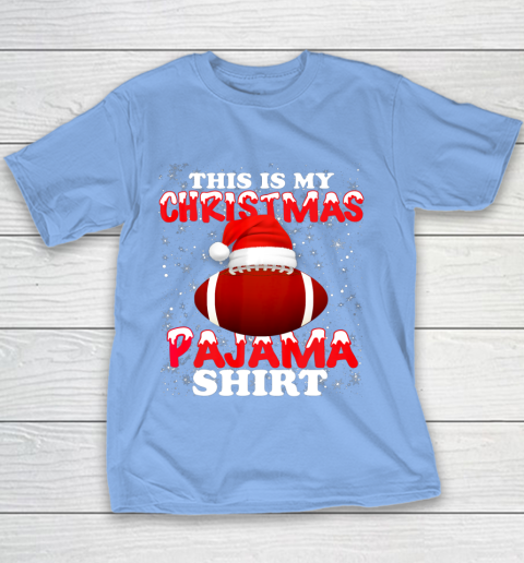 Football Christmas Gifts Santa Hat Funny Xmas Pajamas Youth T-Shirt 8