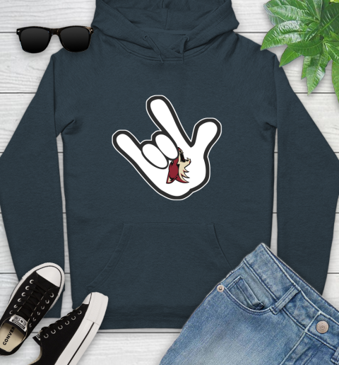 Arizona Coyotes NHL Hockey Mickey Rock Hand Disney Youth Hoodie 8