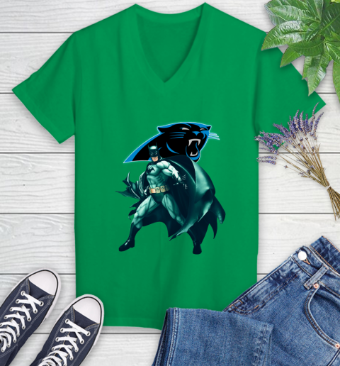 NFL Batman Football Sports Carolina Panthers Women's V-Neck T-Shirt 5