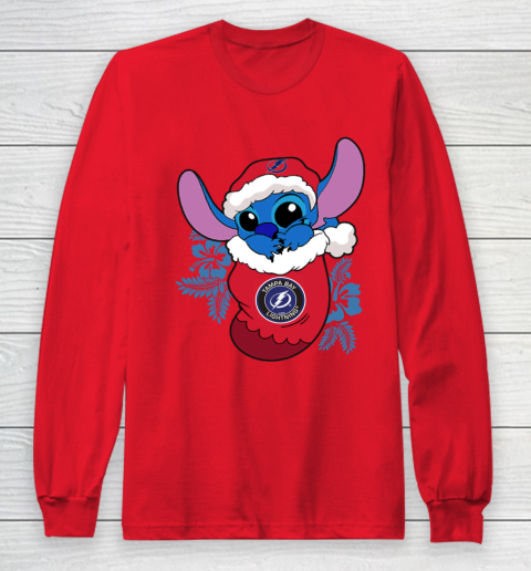 Tampa Bay Lightning Christmas Stitch In The Sock Funny Disney NHL Long Sleeve T-Shirt 10