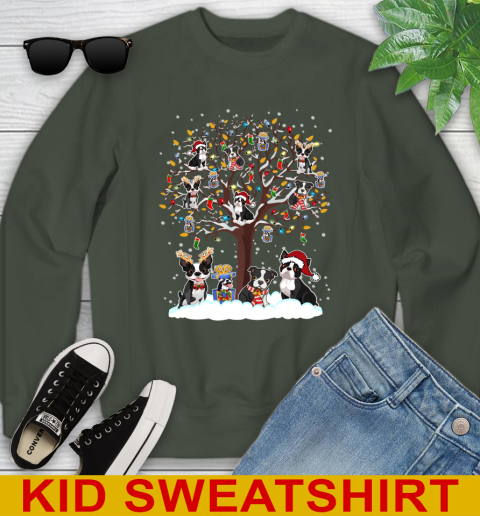 Boston terrier dog pet lover light christmas tree shirt 116