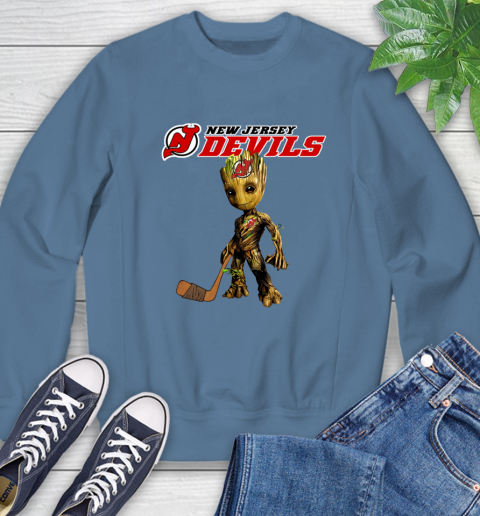New Jersey Devils NHL Hockey Groot Marvel Guardians Of The Galaxy Sweatshirt 7