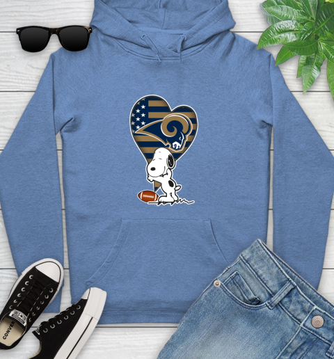 Los Angeles Rams NFL Football The Peanuts Movie Adorable Snoopy Youth Hoodie 12