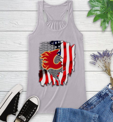 Calgary Flames NHL Hockey American Flag Racerback Tank - Image 5
