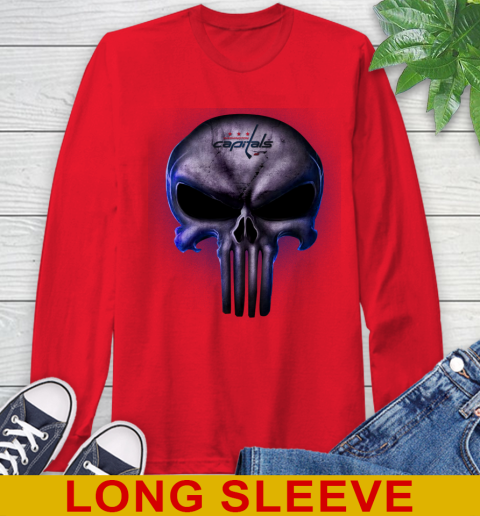 Washington Capitals NHL Hockey Punisher Skull Sports Long Sleeve T-Shirt 12