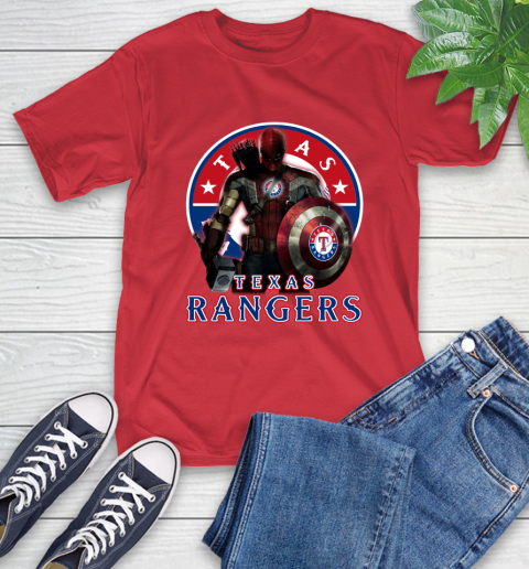 MLB Captain America Thor Spider Man Hawkeye Avengers Endgame Baseball Texas Rangers T-Shirt 10