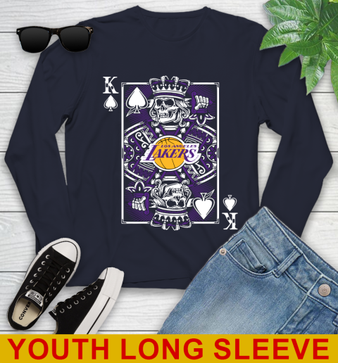 Los Angeles Lakers NBA Basketball The King Of Spades Death Cards Shirt Youth Long Sleeve 2