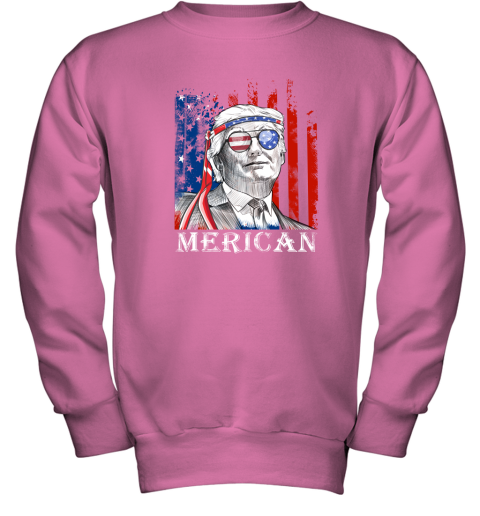 eh2k merica donald trump 4th of july american flag shirts youth sweatshirt 47 front safety pink