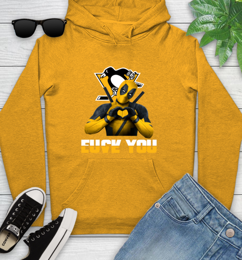 NHL Pittsburgh Penguins Deadpool Love You Fuck You Hockey Sports Youth Hoodie 2