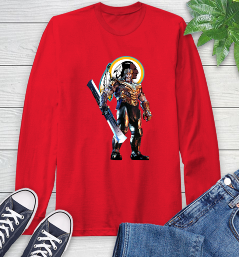 NFL Thanos Gauntlet Avengers Endgame Football Washington Redskins Long Sleeve T-Shirt 10