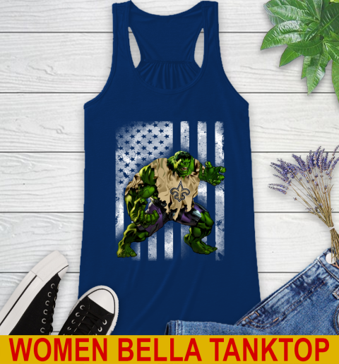 New Orleans Saints Hulk Marvel Avengers NFL Football American Flag Racerback Tank 7