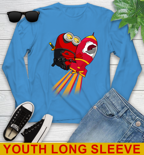 NBA Basketball Portland Trail Blazers Deadpool Minion Marvel Shirt Youth Long Sleeve 8