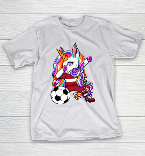 Dabbing Unicorn Latvia Soccer Fans Jersey Latvian Football T-Shirt 24