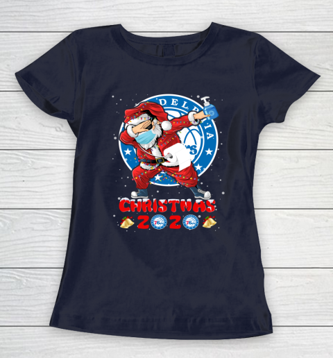 Philadelphia 76ers Funny Santa Claus Dabbing Christmas 2020 NBA Women's T-Shirt 2