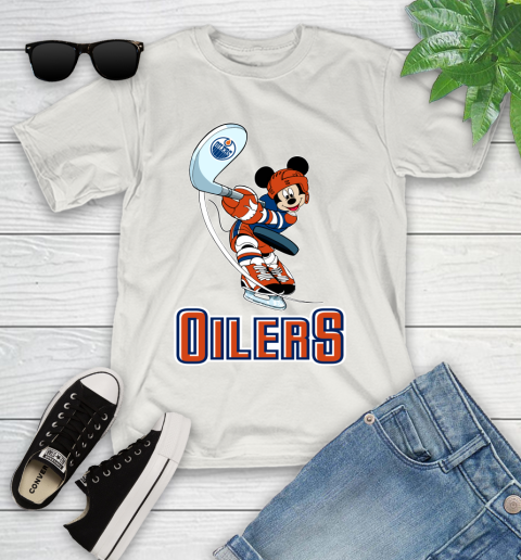 NHL Hockey Edmonton Oilers Cheerful Mickey Mouse Shirt Youth T-Shirt 12