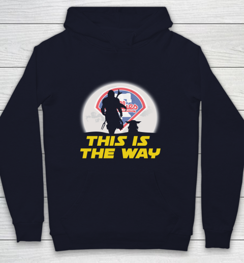 Philadelphia Phillies MLB Baseball Star Wars Yoda And Mandalorian This Is The Way Youth Hoodie 2