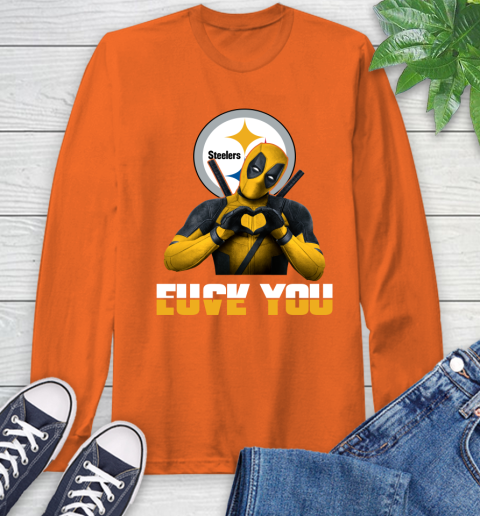 NHL Pittsburgh Steelers Deadpool Love You Fuck You Football Sports Long Sleeve T-Shirt 4