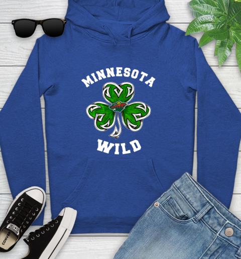 NHL Minnesota Wild Three Leaf Clover St Patrick's Day Hockey Sports Youth Hoodie 11