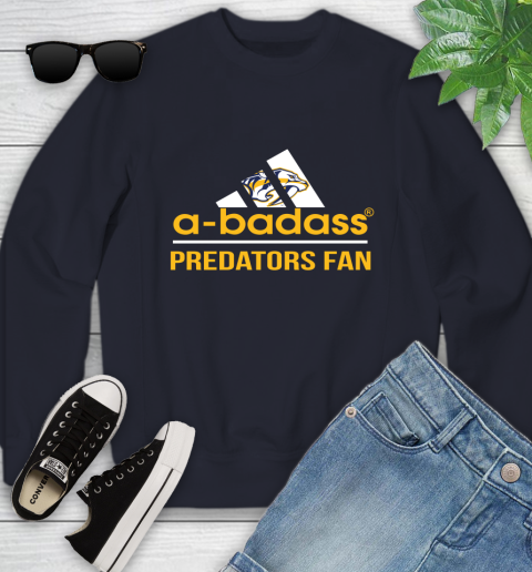 NHL A Badass Nashville Predators Fan Adidas Hockey Sports Youth Sweatshirt 2