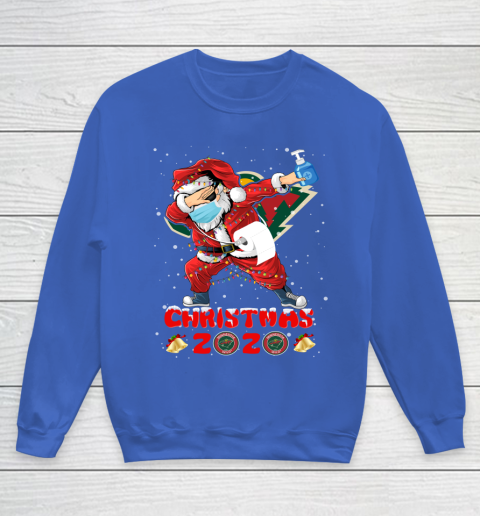 Minnesota Wild Funny Santa Claus Dabbing Christmas 2020 NHL Youth Sweatshirt 6