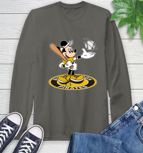 MLB Baseball Pittsburgh Pirates Cheerful Mickey Disney Shirt Long Sleeve T-Shirt 9