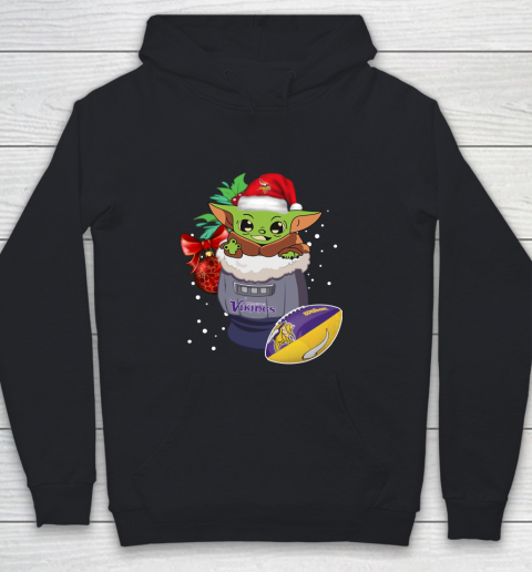 Minnesota Vikings Christmas Baby Yoda Star Wars Funny Happy NFL Youth Hoodie