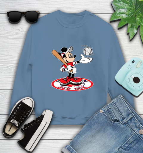 MLB Baseball Boston Red Sox Cheerful Mickey Disney Shirt Sweatshirt 8