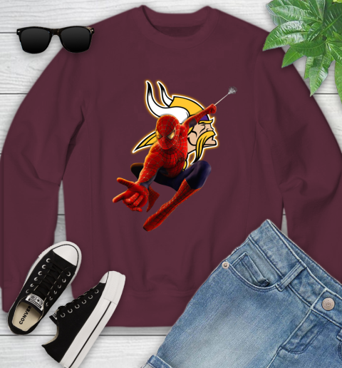 NFL Spider Man Avengers Endgame Football Minnesota Vikings Youth Sweatshirt - Image 6