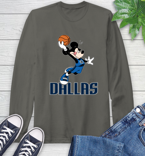 NBA Basketball Dallas Mavericks Cheerful Mickey Mouse Shirt Long Sleeve T-Shirt 9