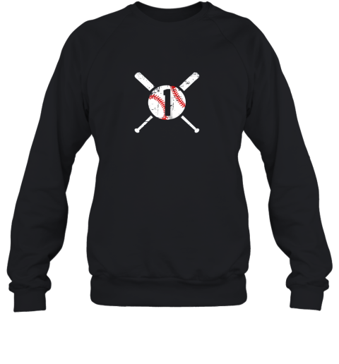 Baseball Number 1 One Shirt Distressed Softball Apparel Sweatshirt