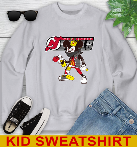 New Jersey Devils NHL Hockey Mickey Peace Sign Sports Youth Sweatshirt 4