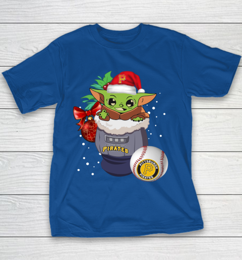 Pittsburgh Pirates Christmas Baby Yoda Star Wars Funny Happy MLB Youth T-Shirt 8