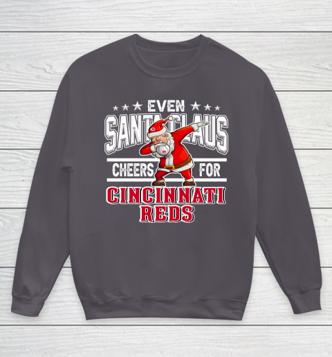 Cincinnati Reds Even Santa Claus Cheers For Christmas MLB Youth Sweatshirt 5