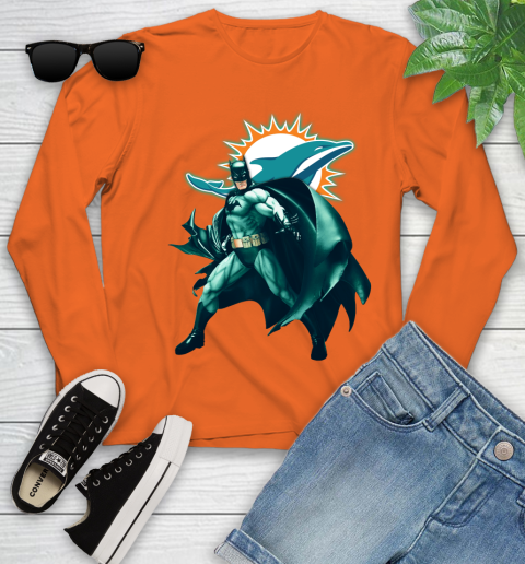 NFL Batman Football Sports Miami Dolphins Youth Long Sleeve 4